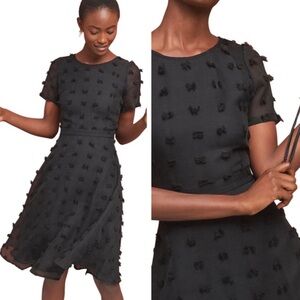 Anthropologie Sunday in Brooklyn Glenda Pom Swiss Dot A-line Black Dress